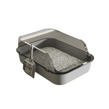 Semi Covered Litter Tray Thickened-Sky clouds gray Medium size