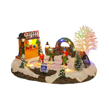 Christmas Decorations 2024 Village House Winter Ice Hockey LED