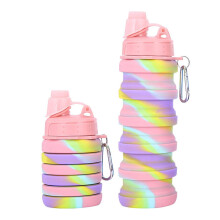Kids Water Bottles 500ml Leakproof BPA Collapsible Drinking Bottle Rainbow Color For School And Camping For Girls