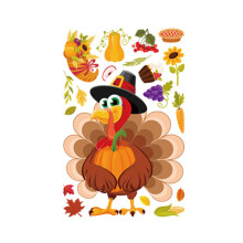Fall Window Decorations, Pumpkin Fall Leaves Window Stickers, Premium Material Waterproof Thanksgiving Decor, Easy Application for Windows, Mirrors, D