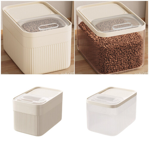 Modern Pet Food Storage Bin with Cup-Transparent Color M 1