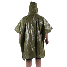 Notfall-Wasserdichte Poncho-Regenjacke PE-Aluminiumfolie Outdoor Überleben 127x100cm Grün