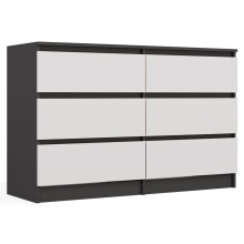 M6 MALWA CHEST OF DRAWERS 120 CM 6 DRAWERS ANTHRACITE/WHITE
