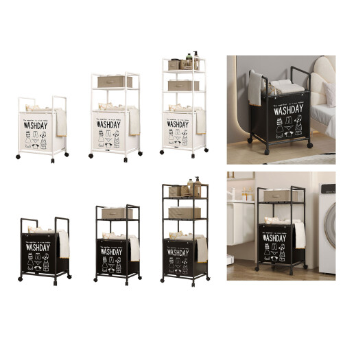 Foldable Metal Frame Laundry Organizers-Three-Layer White 2