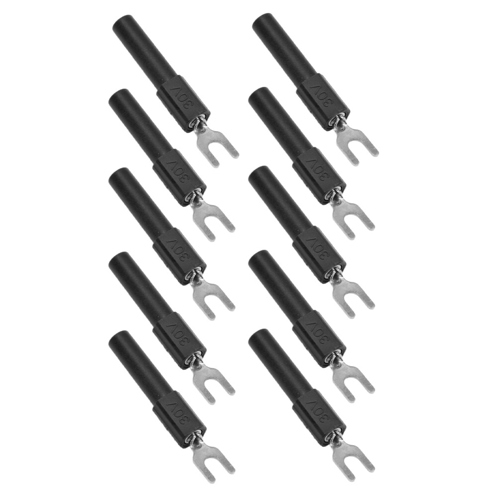 10Pcs 4Mm U Type Fork Spade Wire Connectors Electrical Crimp Terminals Black 9421363916042