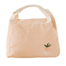 Leakproof Thermal Food Bag for Students Cotton Linen Fruit-Pink