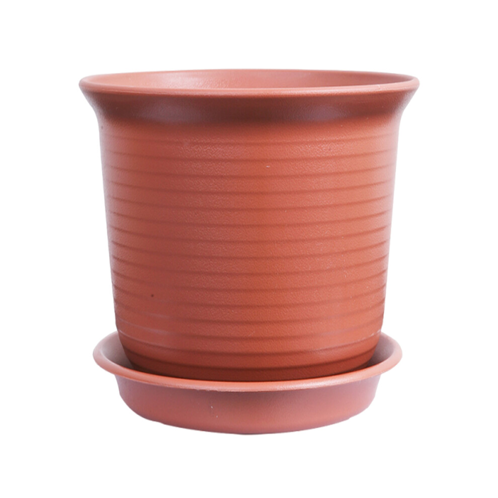 Indoor Plants Planter with Tray, Versatile Storage Holder Featuring Thickened Base and Flat Bottom, Decorative Round Pot Made of Resin Plastic with Ce-image-OPC-PN8XKTS-NEW