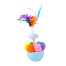 Teaser Cats Stick Toy Colorful Pompoms Cats Exercise-Blue