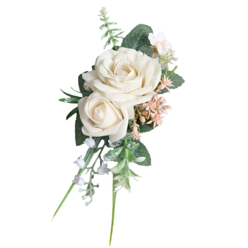 Realistic Rose Boutonniere Wedding Corsage-White Cornate