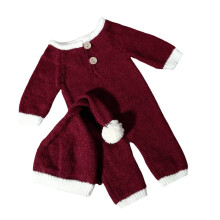 Holiday Theme Santa Hat Romper Infant Photography Props Knitted