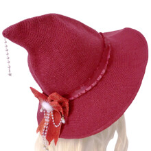 Punk Witch Hat for Halloween Celebration Women Wizard-Burgundy