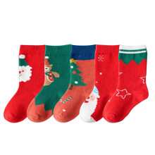 5 Pairs Kids Boys Girls Christmas Crew Socks Cartoon Santa-6 S