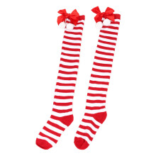 Green/Red Striped Stocking Over The Knee-Red white stripe r