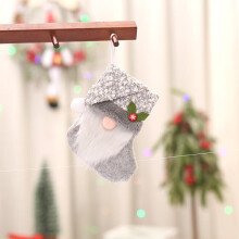 Christmas Stocking Plush Gnome Santa Xmas Hanging-Gray male