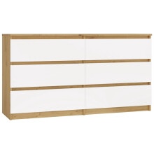 M6 MALWA CHEST OF DRAWERS 140 CM 6 DRAWERS OAK ARTISAN/WHITE