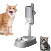 Pet Feeding Watering Bowls Portable Container With Removable Tank Gray Multifunctional Pet Supply For Cats And Dogs