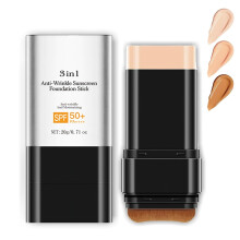 3-in-1 Anti-Rimpel Foundation Stick SPF 50+ Koreaanse Full Coverage Make-up met Borstel (Medium)
