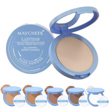 Natural Beige Gezichtspoeder Langdurig Waterproof Olie Absorberend Pressed Zettingpoeder Compact (02#)