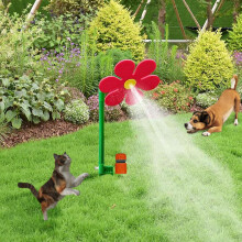 Crazy Daisy Water Sprinkler 360 Draaiende Beweegbare Bloem voor Hondenspel en Gazon Irrigatie Rood
