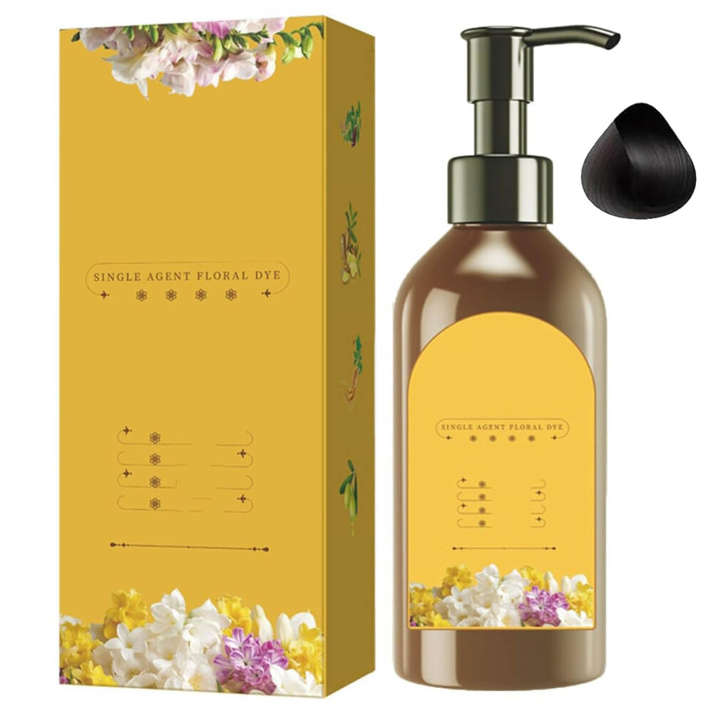 Oimg Japanische Lang Anhaltende Haarfarbe Shampoo Einzelmittel Blumenfarbe Pflanzliche Haarfarbe Schwarz