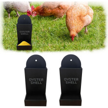 2-Pack Muurmontage Kippengrit en Oesterschelp Voederbak 45 cm Plastic Pluimvee Voederbak voor Hennen