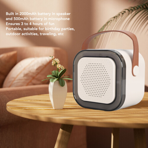 Karaoke Mini 2000mAh Bluetooth-Lautsprecher Weiß 2
