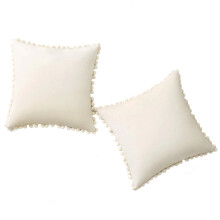 Sierkussen met pompon voor een stijlvol interieur, zachte fluwelen decoratieve hoes, onzichtbare ritssluiting voor eenvoudig onderhoud (45 x 45 cm)