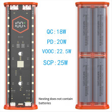 21700 Batterij Opbergdoos 4 Slots DIY Powerbank voor Oplader Dubbele USB Uitgang Type C Ingang Oranje