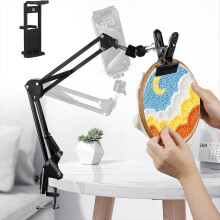 Soporte de aro de bordado ajustable 3 en 1 para escritorio, tableta y teléfono con rotación de 360, marco para bordado artesanal