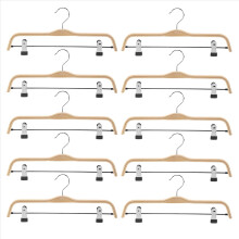 10-pack massief houten broek-/rokhangers met roestwerende clips voor jassen