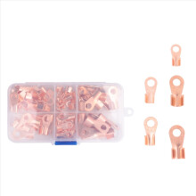 Kit assortimento di connettori a crimpare per terminali ad anello in rame a barilotto aperto OT 10A 20A 30A 40A 50A (confezione da 70)