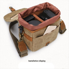 Mini-Kameratasche aus Canvas, wasserdicht, strapazierfähig, Schulterrucksack für Fotografie, Khaki