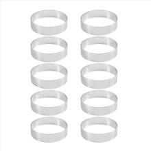 10 moldes circulares de acero inoxidable para tartas, tartas, tartas, tartas, mousse, perforados, 8 cm
