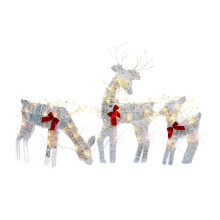 Juego de 3 decoraciones navideñas 2D iluminadas para exteriores con renos, trineo de Rudolph y Papá Noel preiluminado con luces.