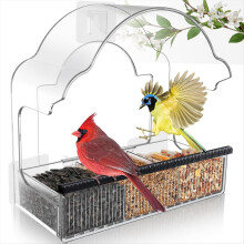 Fenster-Vogelfutterhaus für draußen, transparentes Futterhaus mit 3 starken Klebefolien, transparentes Acrylhaus A