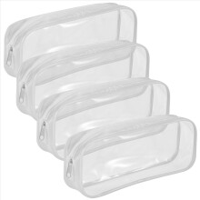 Estuche transparente de PVC con cremallera para lápices, 4 unidades, gran capacidad