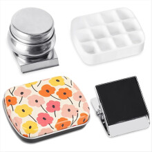 Tragbare Mini-Blechdose, leere Aquarellpalette mit 12 Näpfchen, kleines Farbaufbewahrungsset mit Magnetclip und Öltopf, A