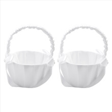 2er-Pack Hochzeitsblumenkorb aus Satin, romantischer Rosenkorb mit Schleife für Mädchen