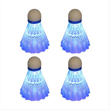 Set di 4 volani luminosi in plastica espansa LED da badminton, blu