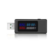 6-in-1 USB-tester DC4-30V IPS-display Digitale spannings-, vermogens-, timing- en capaciteitsmeter Detector voor stroom, spanning, zwart