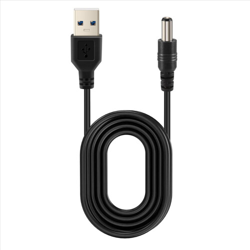 Cable USB de 5,5 mm/2,1 mm, 5 V CC, conector cilíndrico (negro, 75 cm) 2