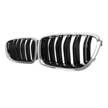 Griglia anteriore a doppio rene cromata + nera lucida per auto per F10/F11 M5 535I 550I 528I 4 porte 2010-2017