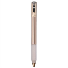 Bolígrafo metálico geométrico arrugado, antiestrés, con interruptor, retráctil de gel de 0,5 mm, color dorado champán.