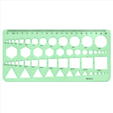 Plantilla geométrica de plástico verde para círculos, cuadrados y hexágonos (0-20 cm)