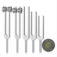 Stemvorken voor helende set 128Hz, 136Hz, 256Hz, 384Hz, 512HZ & Hockey Puck Activator Healing, Geluidstherapie, Houd Lichaam