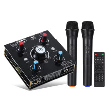 Karaoke-apparaat met dubbele microfoon, Bluetooth 5.0-geluidsversterker, geïntegreerde versterker en U-Disk-speler, subwoofer voor thuisaudio