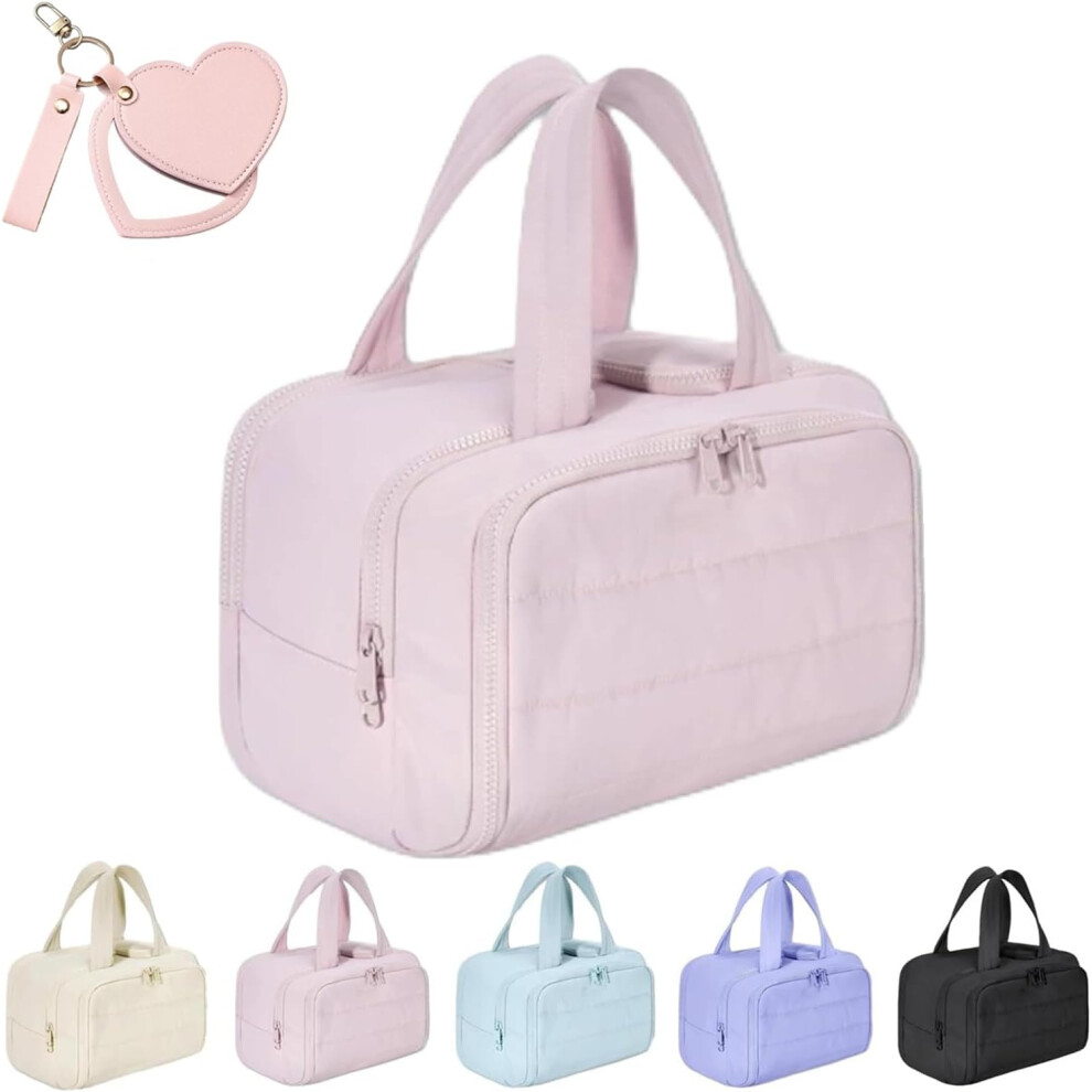 Oimg Pink Toiletries Bag With Wide-Open Design - Large Capacity Cosmetic Bag,