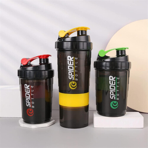 Portable Protein Powder Shaker Bottle  Capacity 3Layer Mixing Cup Blender White Model 501 1