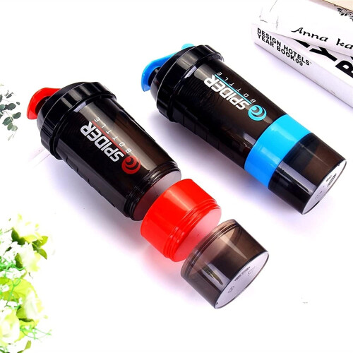 Portable Protein Powder Shaker Bottle  Capacity 3Layer Mixing Cup Blender White Model 501 2