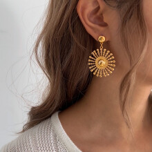 Ohrringe, schlichte Legierungsohrringe, Schmuck, Sonnenblumenohrringe 03290-Gold